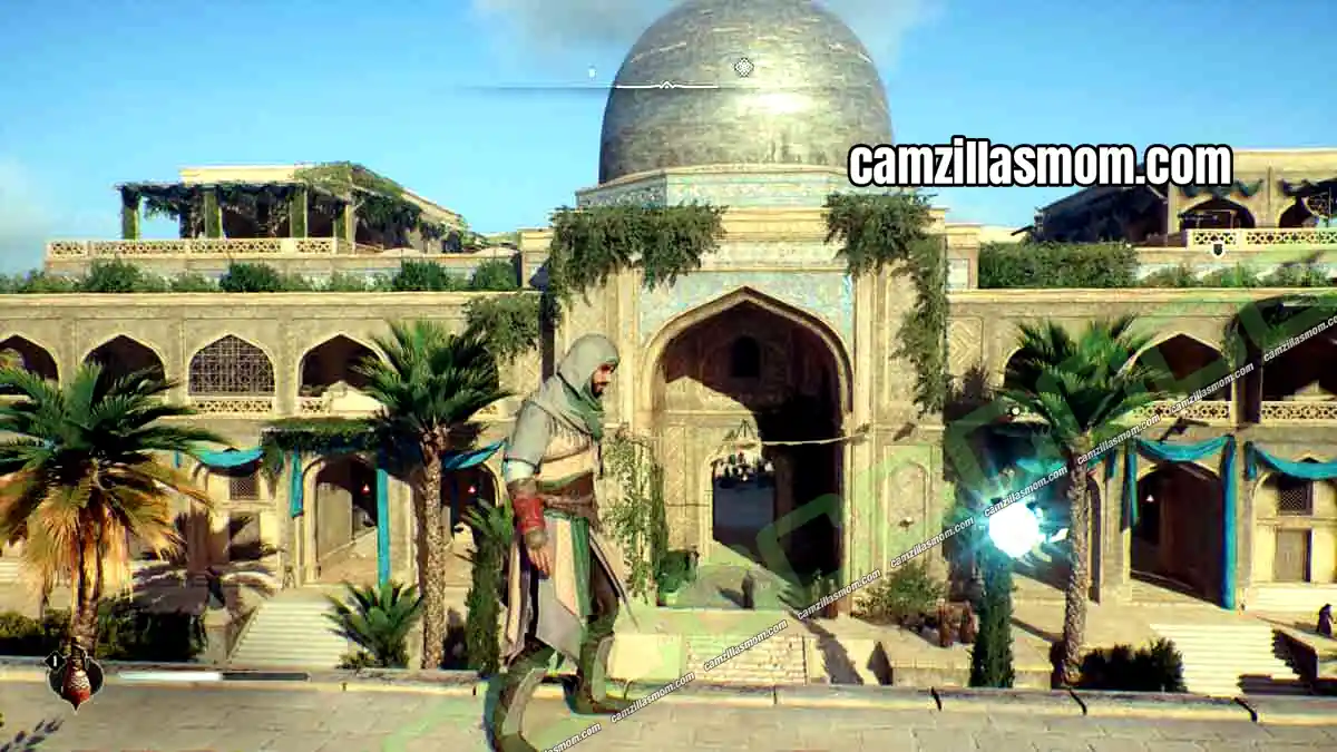 42-historical-site-abbasiyah-all-collectibles-assassins-creed-mirage House of Wisdom Historical Site orb on top of the entrance gate in Abbasiyah in Assassins Creed Mirage › camzillasmom.com