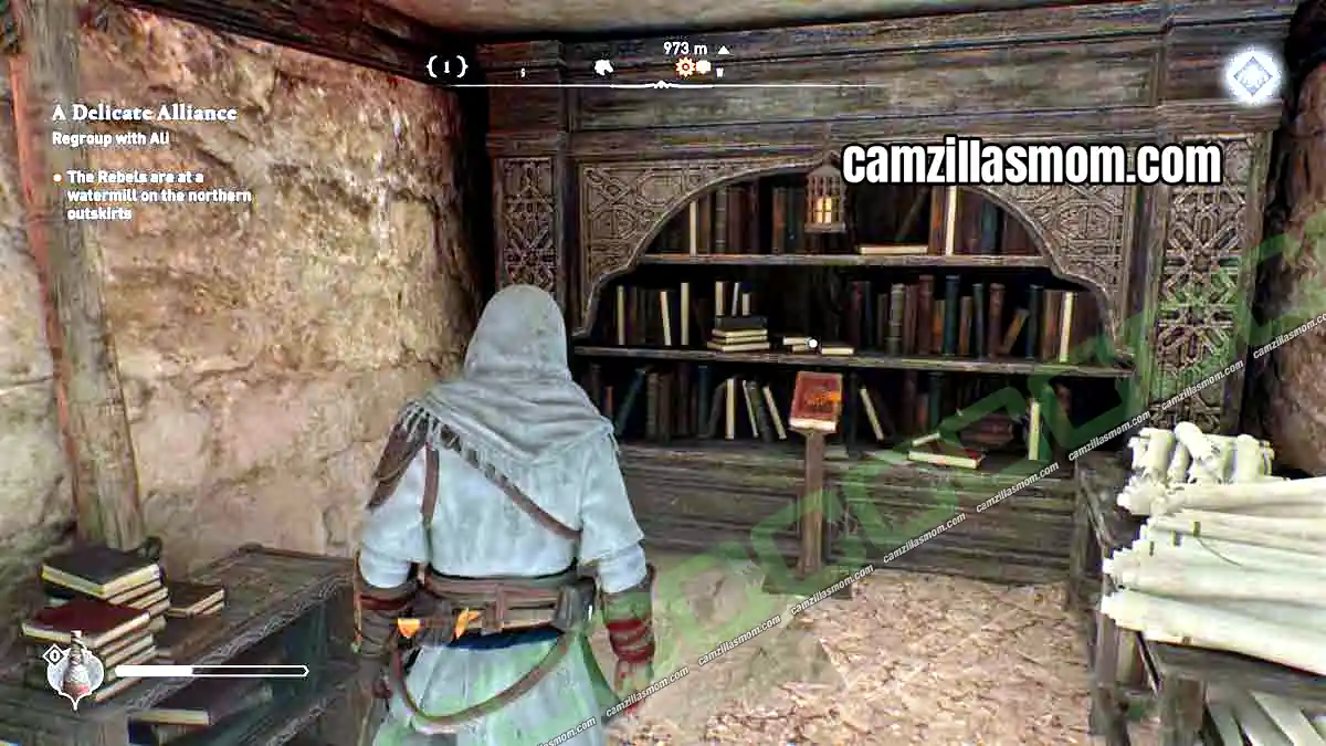 5-lost-book-harbiyah-collectibles-assassins-creed-mirage Al-Tabari Tafsir of Al-Tabari Lost Book on the shelf in the secret basement near the Nestorian Monastery in Assassins Creed Mirage › camzillasmom.com