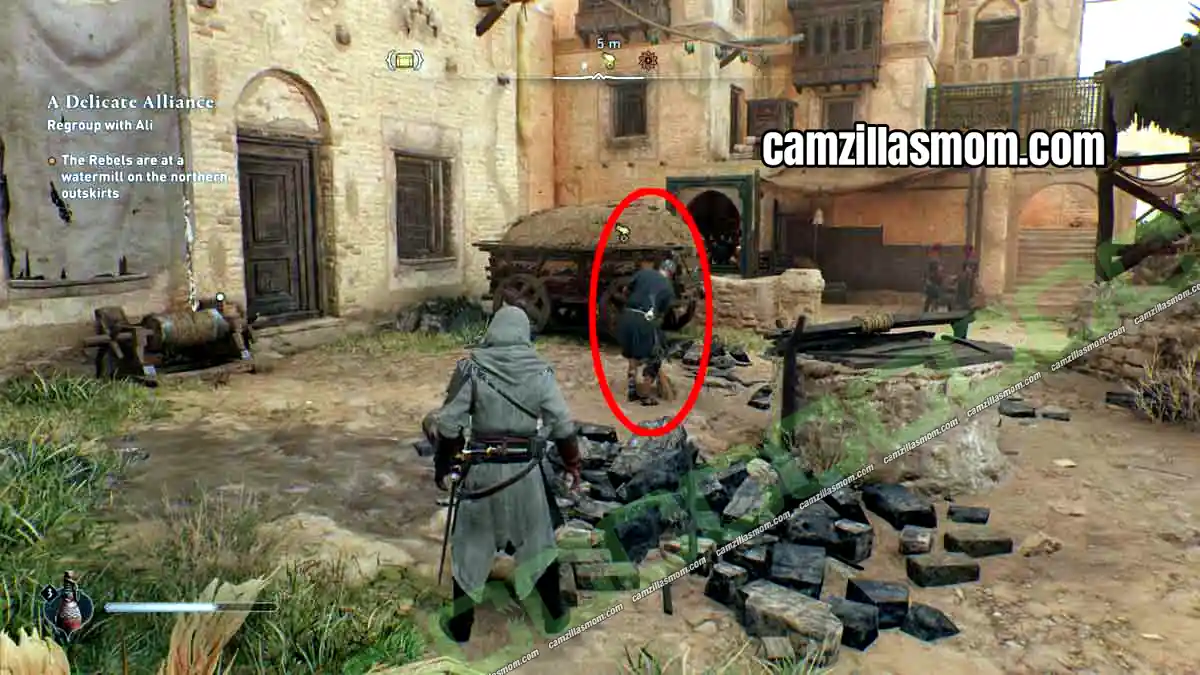6-dervis-artifact-harbiyah-collectibles-assassins-creed-mirage Man sweeping with the Buddhist Votive Plaque Dervis Artifact near the Damascus Gate Prison in Assassins Creed Mirage › camzillasmom.com