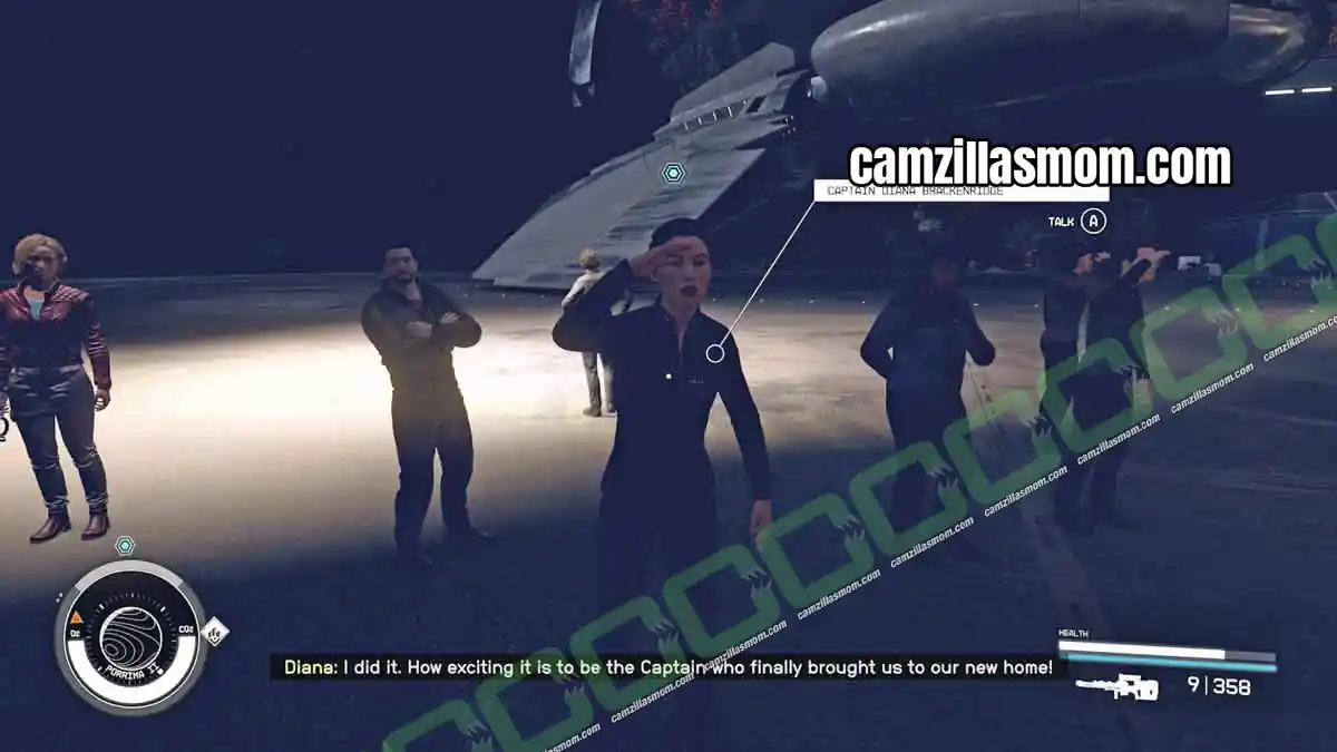 9-captain-first-contact-starfield Captain Brackenridge at the Paradiso landing pad at the end of the settlement path in Starfield › camzillasmom.com
