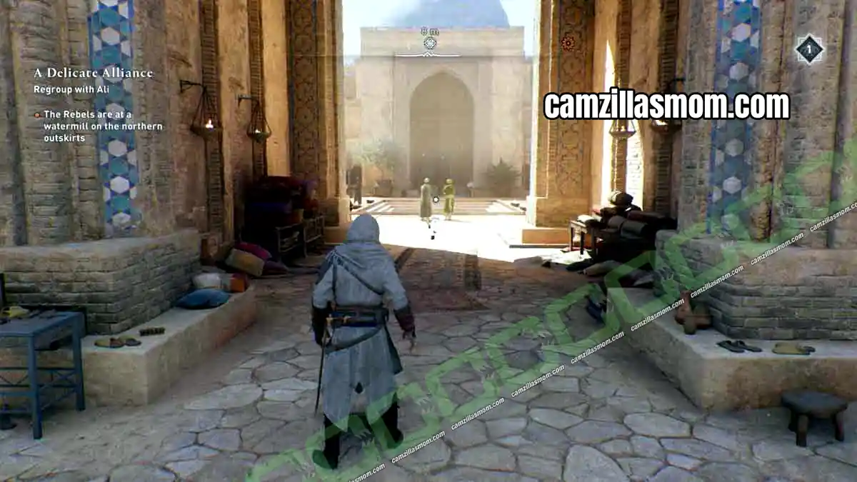 9-historical-site-harbiyah-collectibles-assassins-creed-mirage Pillars of Islam Historical Site orb at the Great Mosque entrance gate in Harbiyah in Assassins Creed Mirage › camzillasmom.com