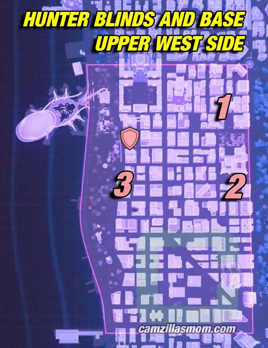 all-hunhter-blinds-and-base-location-upper-west-side-marvels-spider-man-2 The three Hunter Blinds and the Hunter Base on the Upper West Side map in Spider-Man 2 › camzillasmom.com
