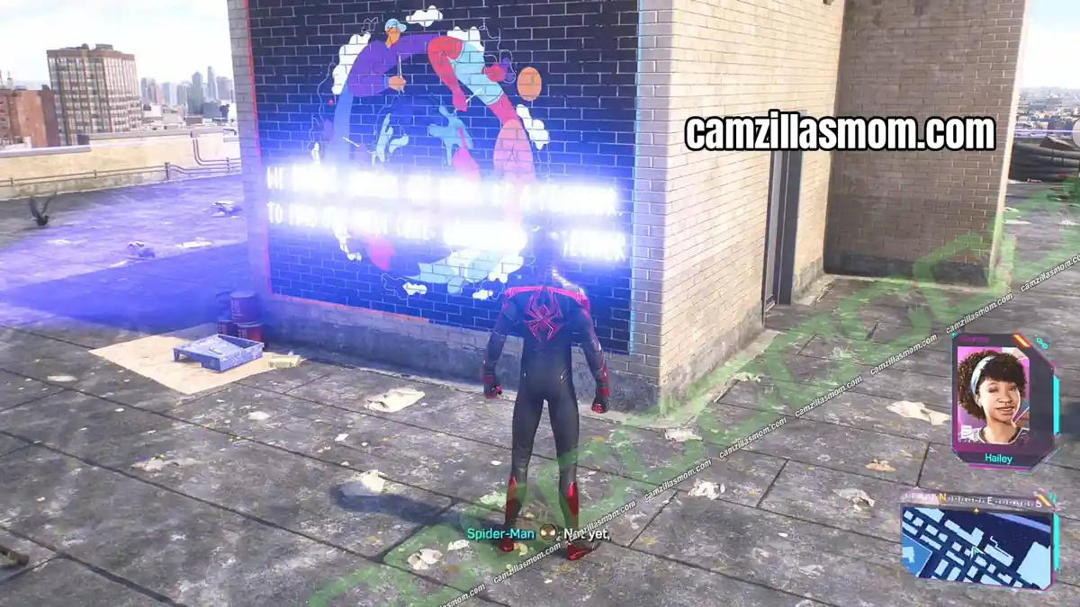 brooklyn-visions-4-location-2-williamsburgh-marvels-spider-man-2 Light beam hitting the mural to reveal the next puzzle in the Senior Prank first puzzle in Spider-Man 2 › camzillasmom.com
