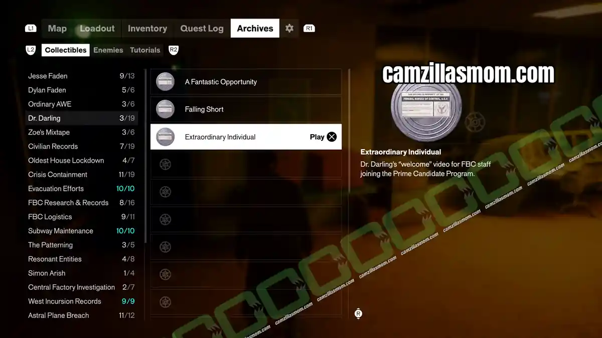 extraordinary-individual-dr-darling-collectibles-control-resonant Extraordinary Individual Dr Darling video at the Level 18 Security door of Prime Candidate Training in Control Resonant
