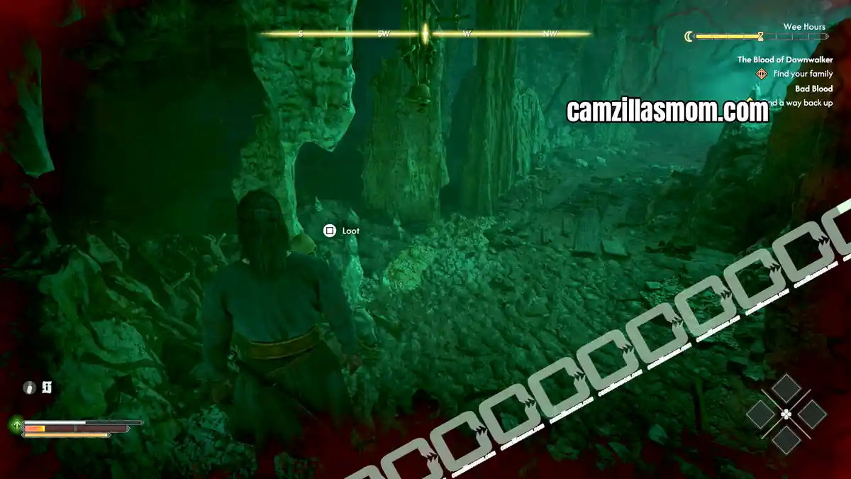 green-lit-room-bad-blood-the-blood-of-dawnwalker Skeleton carrying the Wicked Falchion with 77 DPS in the green lit chamber › camzillasmom.com