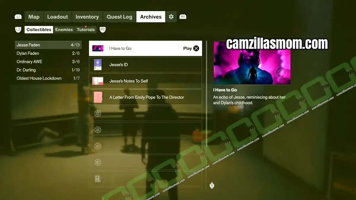 i-have-to-go-jesse-faden-collectibles-control-resonant I Have to Go Echo of Jesse picked up automatically during Orientation in Control Resonant › camzillasmom.com