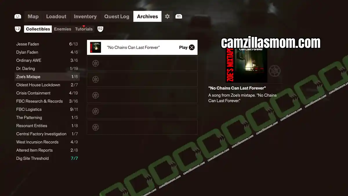 no-chains-can-last-forever-zoes-mixtape-collectibles-control-resonant No Chains Can Last Forever from Zoes Mixtape after finding Jesse in the West Incursion Zone in Control Resonant › camzillasmom.com