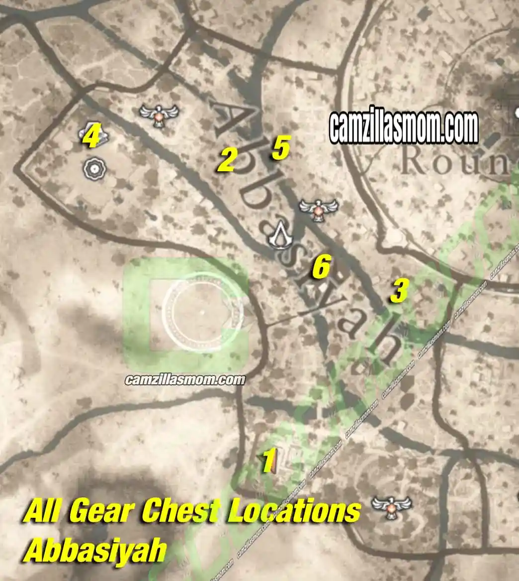 overview-map-all-gear-chest-locations-abbasiyah-all-collectibles-assassins-creed-mirage Overview map of all 6 numbered Gear Chest locations in Abbasiyah in Assassins Creed Mirage › camzillasmom.com