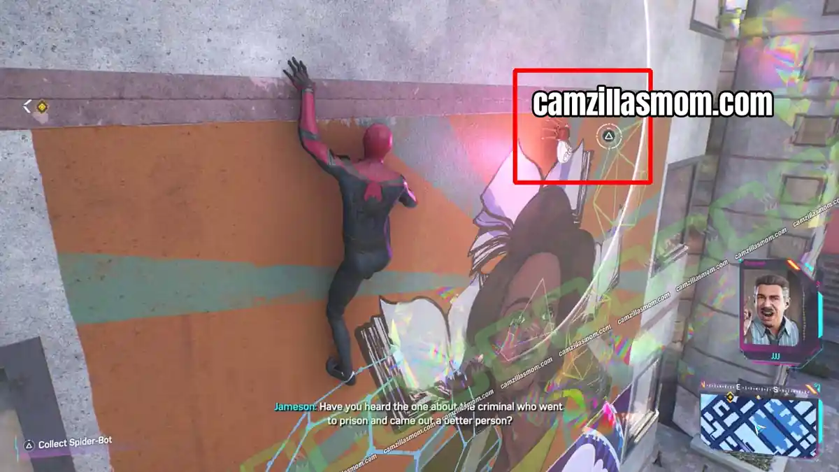 spider-bot-1-location-harlem-marvels-spider-man-2 Anya Corazon Spider-Bot next to the mural on a white building in west Harlem in Spider-Man 2 › camzillasmom.com
