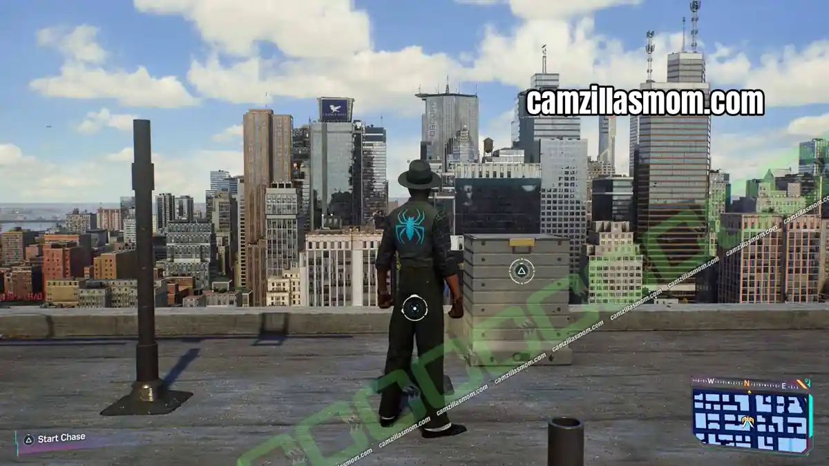 unidentified-target-location-midtown-marvels-spider-man-2 Metal birds circling a glass office building for the Midtown Unidentified Target in Spider-Man 2 › camzillasmom.com