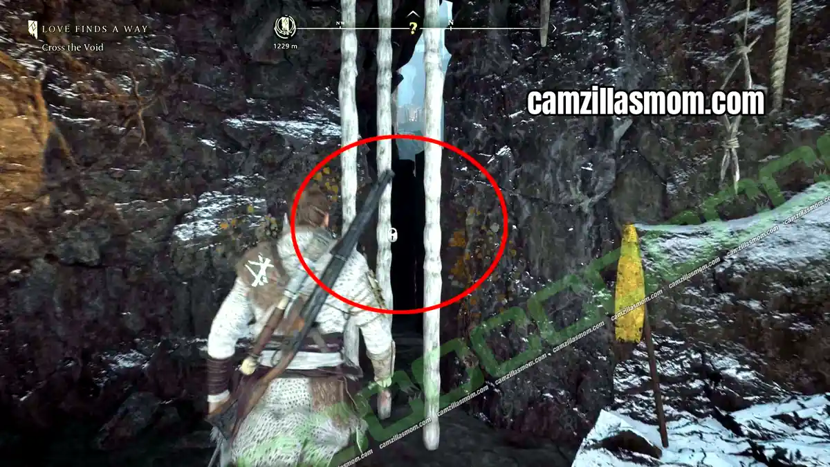 2-icicles-haunted-grounds-mount-pleasant-ghosts-of-new-eden Gap in the wall blocked by icicles at the entrance of the Icy Cavern in Banishers Ghosts of New Eden › camzillasmom.com