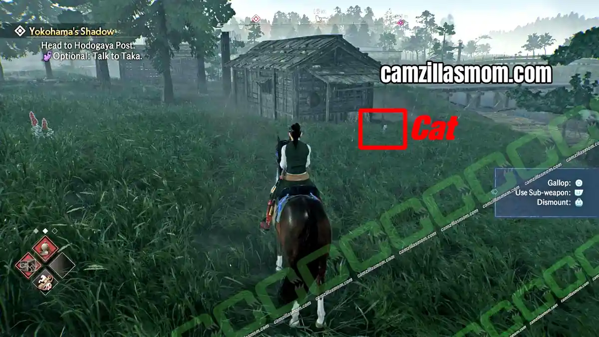 cat-1-location-yoshida-shinden-region-rise-of-the-ronin Cat in the tall grass at the northeastern farm in Yoshida-Shinden in Rise of the Ronin › camzillasmom.com