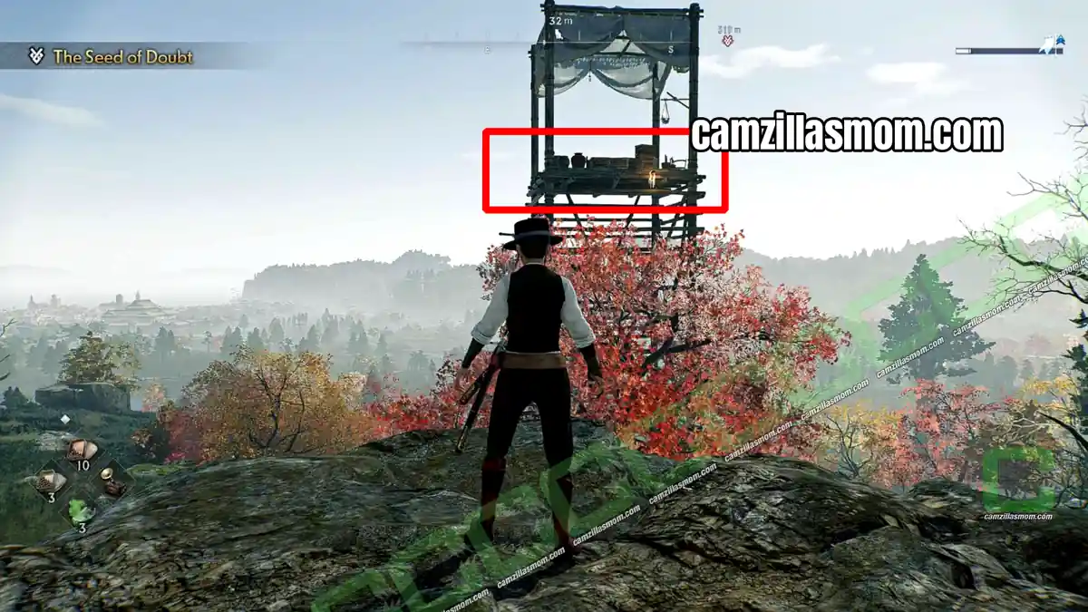 cat-2-location-ota-region-rise-of-the-ronin Cat on top of the watchtower at the Tobe border in Ota in Rise of the Ronin › camzillasmom.com