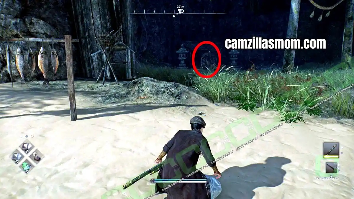 fugitive-1-sea-spectre-location-kanagawa-region-rise-of-the-ronin Masked Fugitive Sea Spectre Katsumi on the beach below the cliffs in Kanagawa in Rise of the Ronin › camzillasmom.com