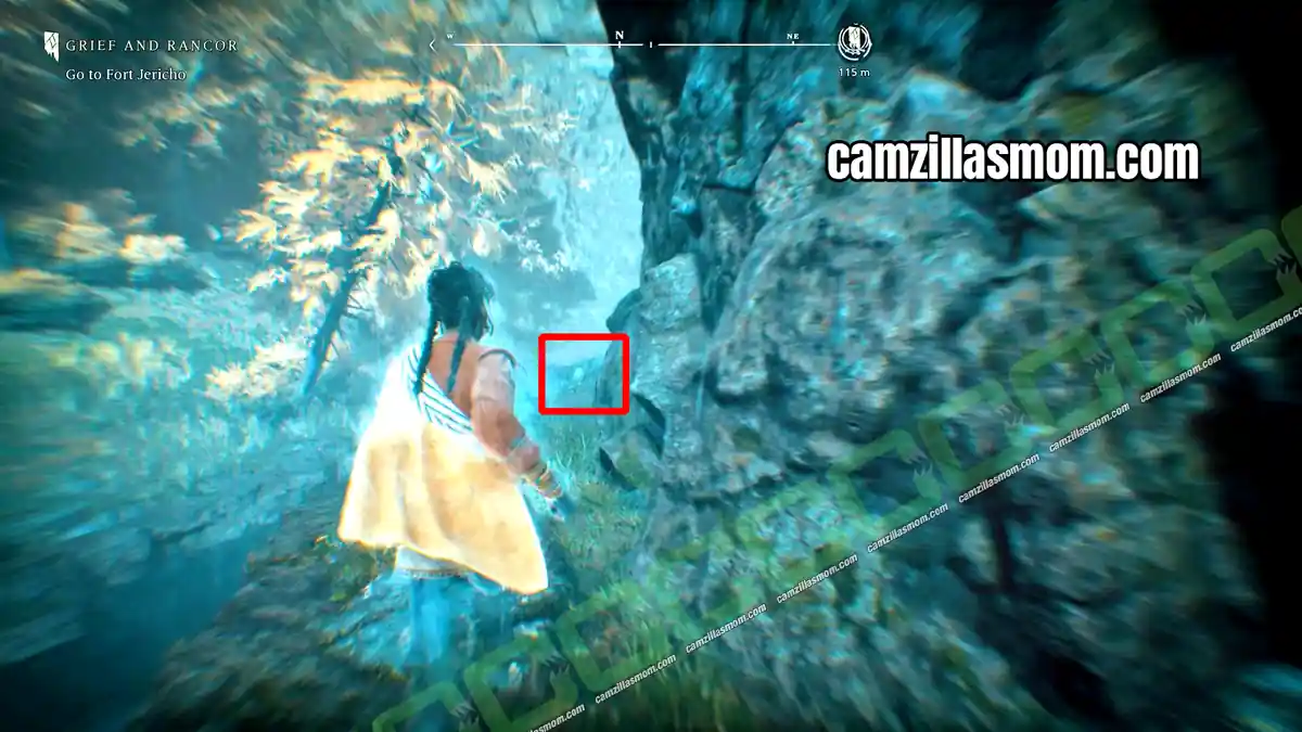 treasure-location-and-end-of-treasure-hunt-location-marshs-cache-note-and-sketch-mire-marshes-ghosts-of-new-eden Marshs Cache dig spot at the end of the narrow path by the waterfall below the way to Mount Pleasant in Banishers Ghosts of New Eden › camzillasmom.com