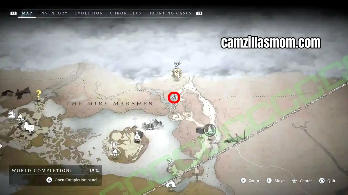 treasure-location-and-end-of-treasure-hunt-map-marshs-cache-note-and-sketch-mire-marshes-ghosts-of-new-eden Map showing the Marshs Cache treasure location north of the Broken Bridge Shelter in The Mire Marshes in Banishers Ghosts of New Eden › camzillasmom.com